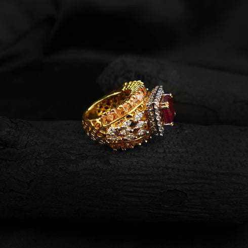 Pure silver Ruby stone ring-DS 70